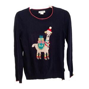 Artisan NY Navy Llama Embellished Christmas Holiday Sweater Small